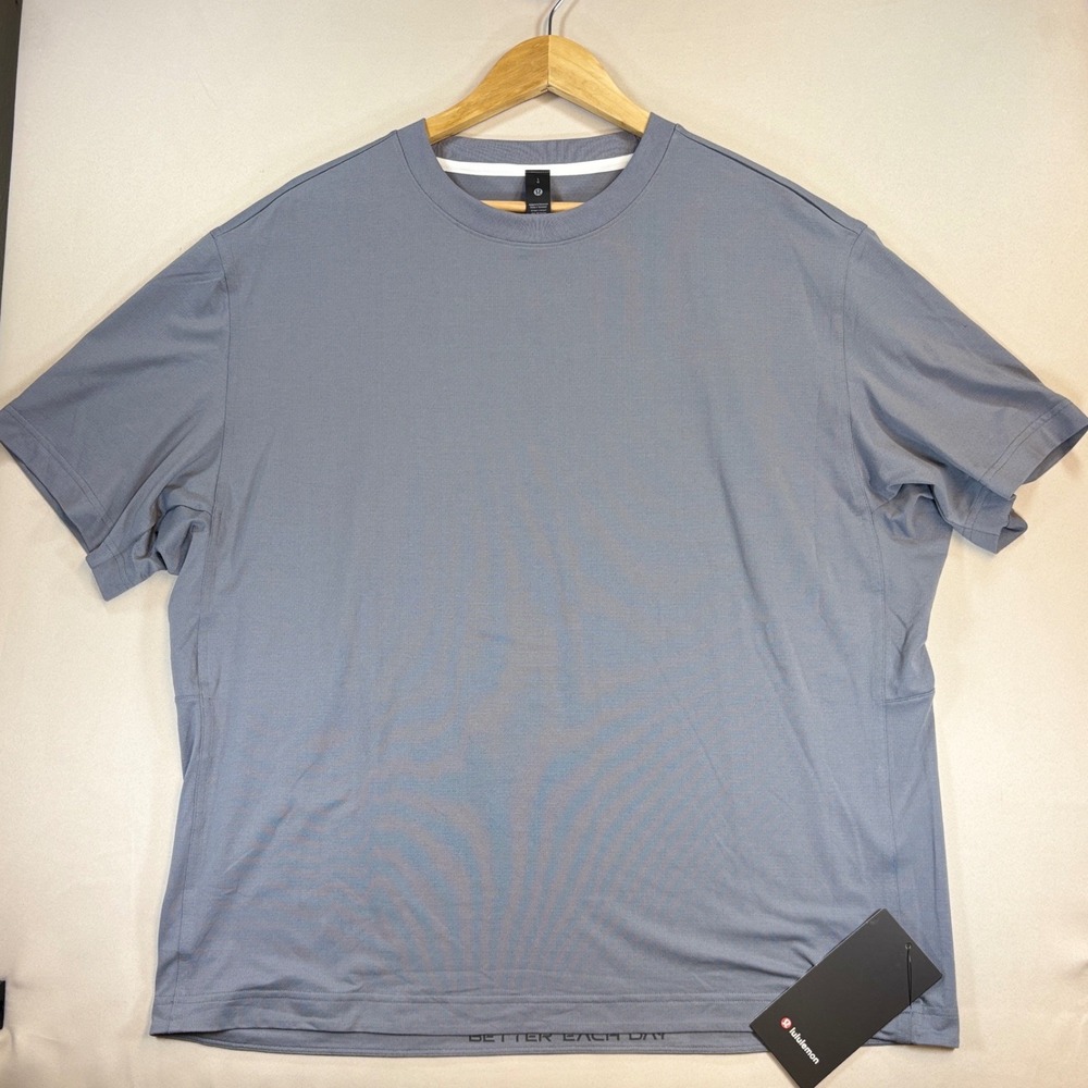 NEW Lululemon Easy Set Training Short-Sleeve Shirt Men Large Slate Blue Gym
